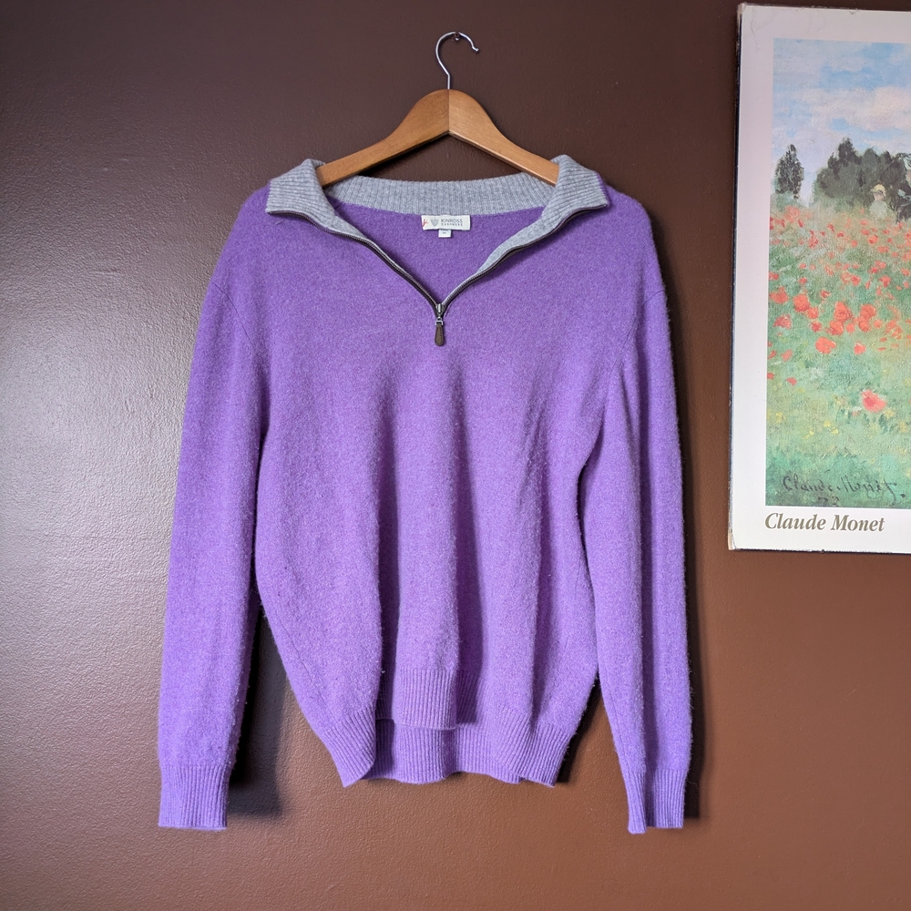 100% Cashmere Purple Quarter Zip Sweater